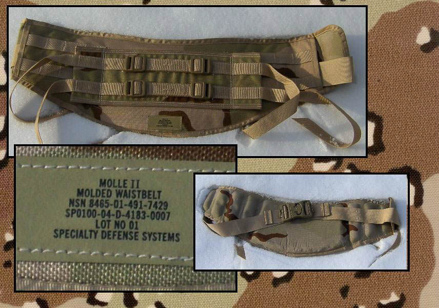 MOLLE II Desert Camo Molded Waist Belt NSN 8465-01-491-7429